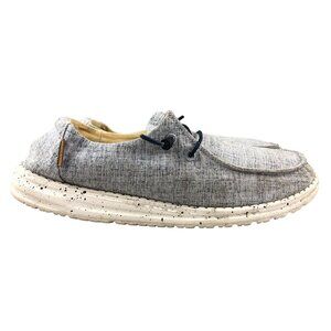 Hey Dude Women's Size 9 Wendy Chambray White Light Blue Stretch Lace Shoes